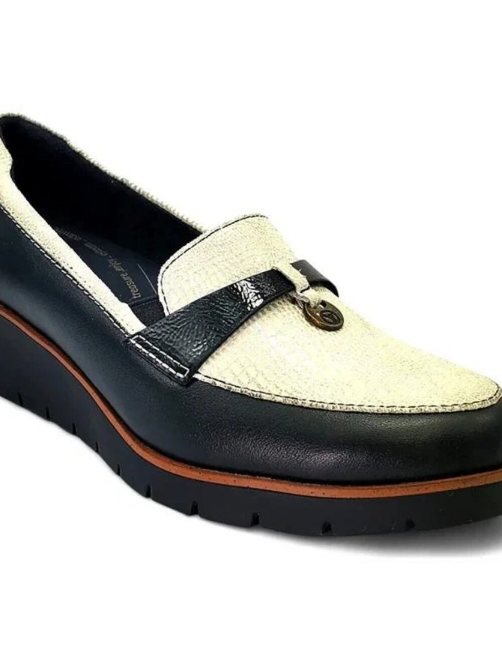 Revere  Women's Pamplona Wedge Loafer  Black/Oyster,  Size 11M  NIB